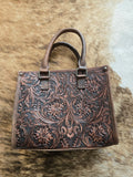 Tooled leather handbag purse
