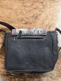 Cowhide purse with tooling - grey