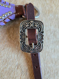 Leather tack set - lavender succulents