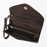 Tooled leather wristlet wallet