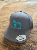 Tassel Tack snap back hat - black/teal