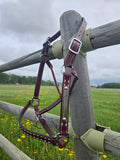 Leather buckstitched halter w/ custom name plate