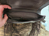 Cowhide fringe crossbody purse