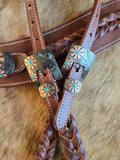 Knotted leather tack set