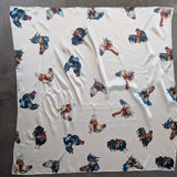 Chickens Renee Gould art silk wild rag