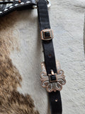 Black leather breastcollar with genuine cowhide inlay