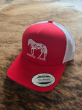 Tassel Tack snap back hat - red/white