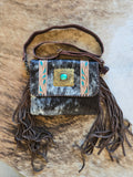 Cowhide fringe crossbody purse