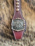 Brass thunderbird w/ leather finge tack set