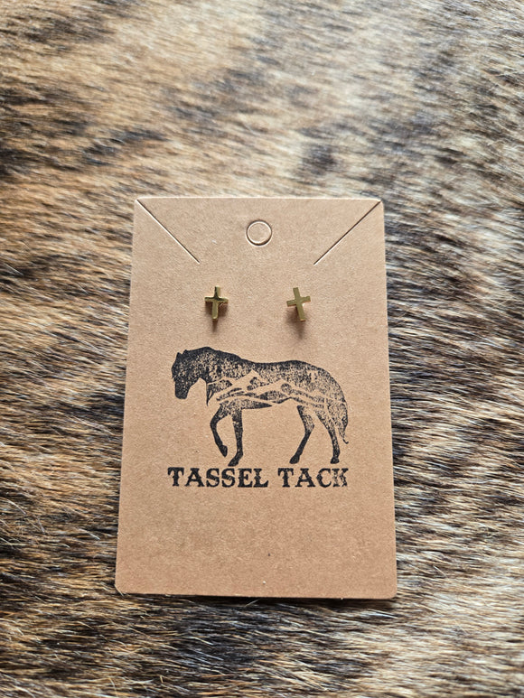 Cross earrings - gold