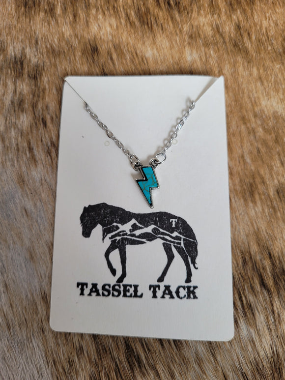Turquoise lightning bolt necklace
