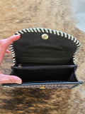 Tooled buckstitch bifold wallet - dark green