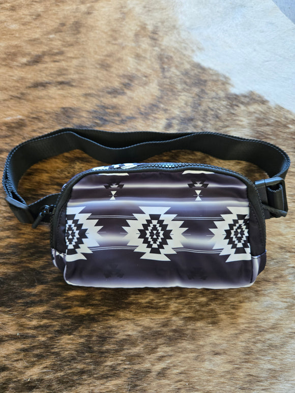 Black aztec bum bag / belt bag
