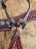 Knotted leather tack set