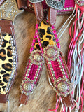 Pink cheetah tack set