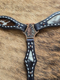 Black leather breastcollar with genuine cowhide inlay