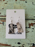 Genuine cowhide earrings - sterling silver hooks