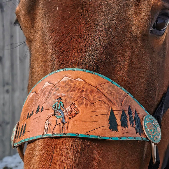 Cowgirl in the mountains - bronc halter noseband