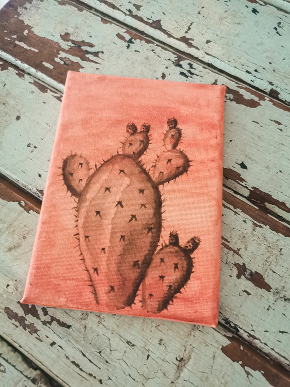 Original acrylic prickly pear cactus painting