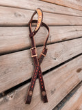 Sunflower and rust buckstitch western one ear headstall and breast collar set