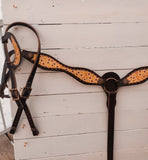 Sunflower and rust buckstitch western one ear headstall and breast collar set