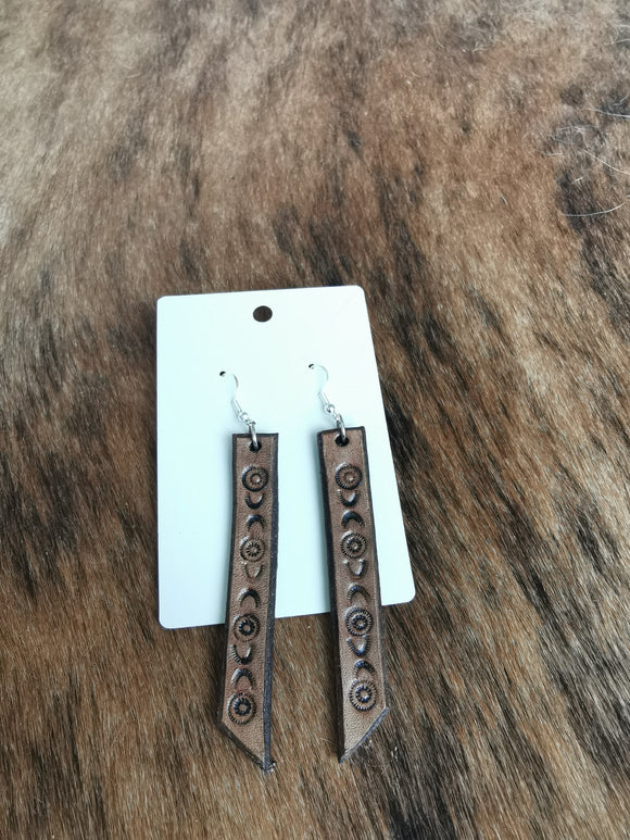 Leather hand stamped earrings 3