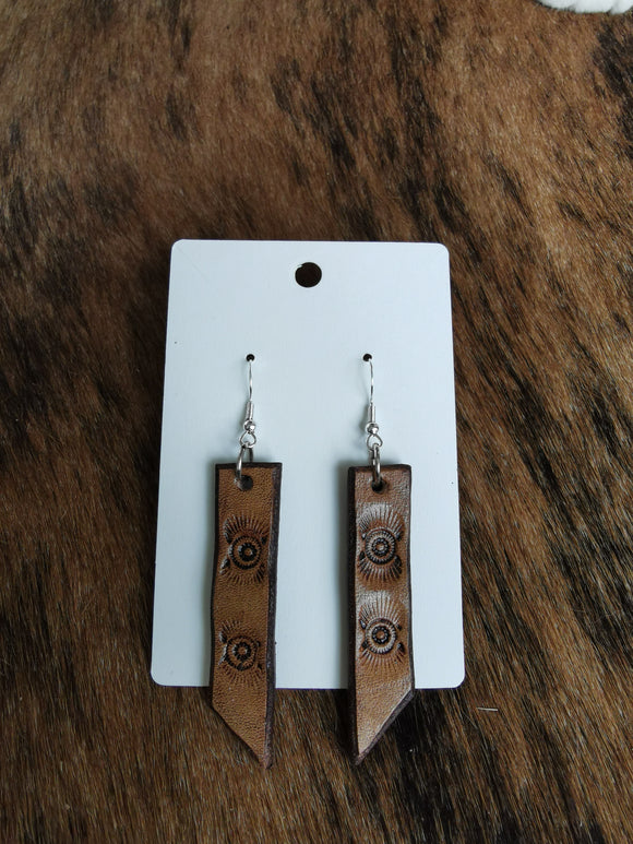 Leather hand stamped earrings 2