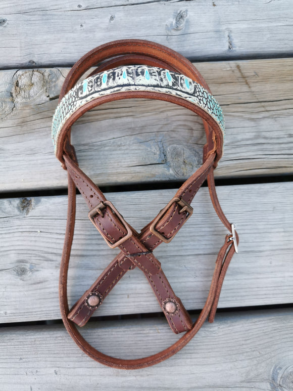 Pony - browband headstall with turquoise and copper hardware
