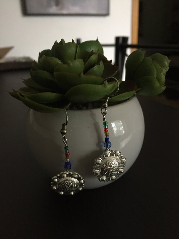 Beaded concho earrings