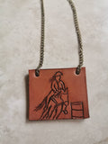 Barrel racer leather pendant necklace